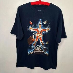 Ripple Junction Christmas Vacation Shirt Adult XL Navy Blue Crew Neck Cotton